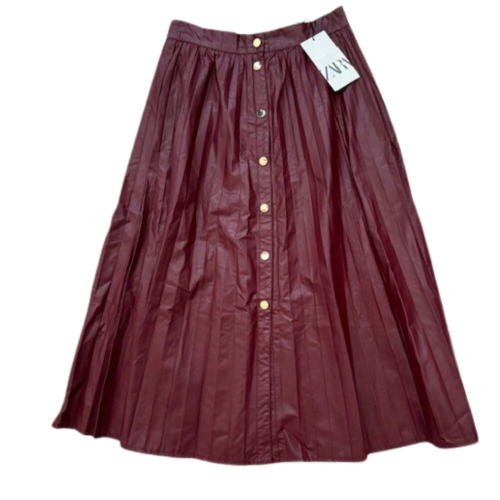 ✨NEW✨ Zara Faux Leather Pleated Maxi Skirt Size Small